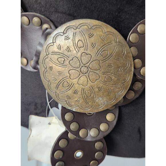 Nwt Vtg Y2K Charlotte Russe Brown Concho Leather Disk Belt Western Size M/L main image 4